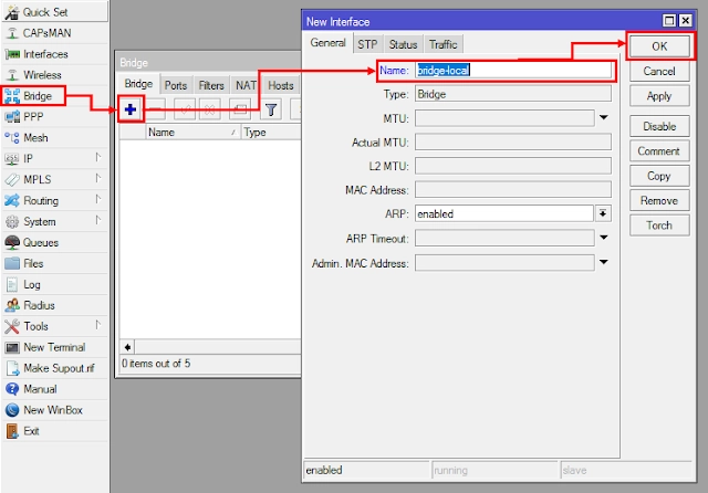  Konfigurasi Bridging di MikroTik