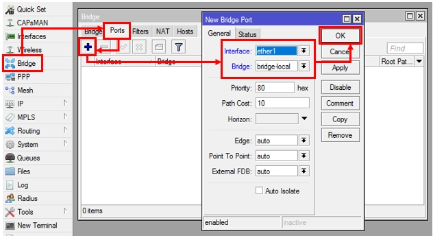  Konfigurasi Bridging di MikroTik