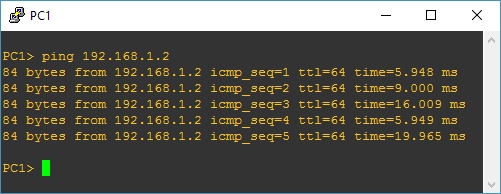  Pengujian: ping dari PC1 ke PC2