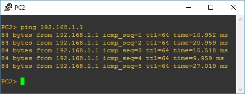  Pengujian: ping dari PC2 ke PC1