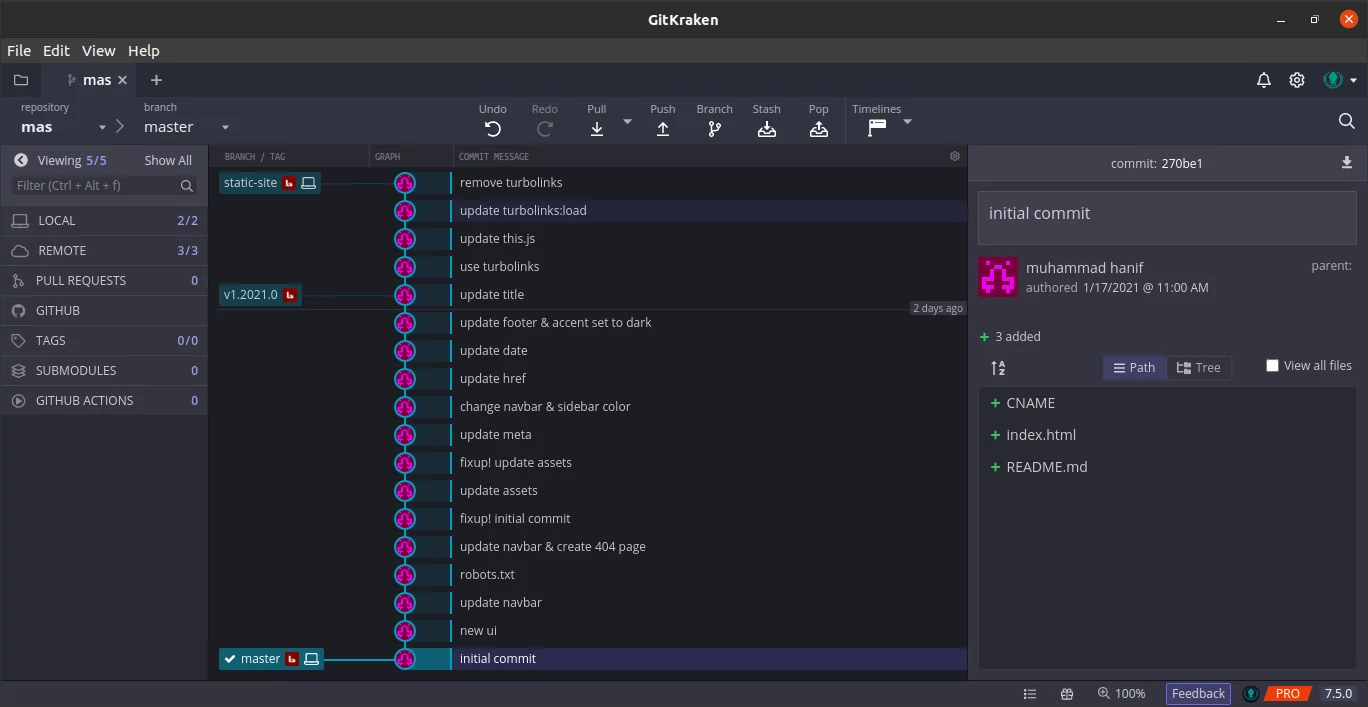  Tampilan GitKraken
