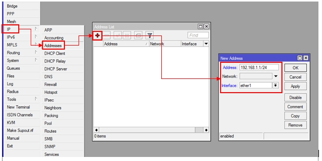  Konfigurasi IP Address di MikroTik