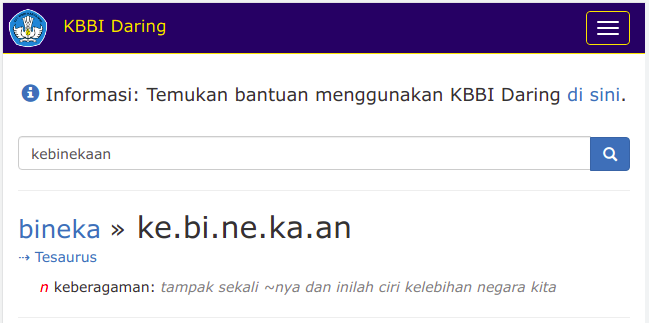  Kebinekaan. KBBI DARING/kbbi.kemdikbud.go.id