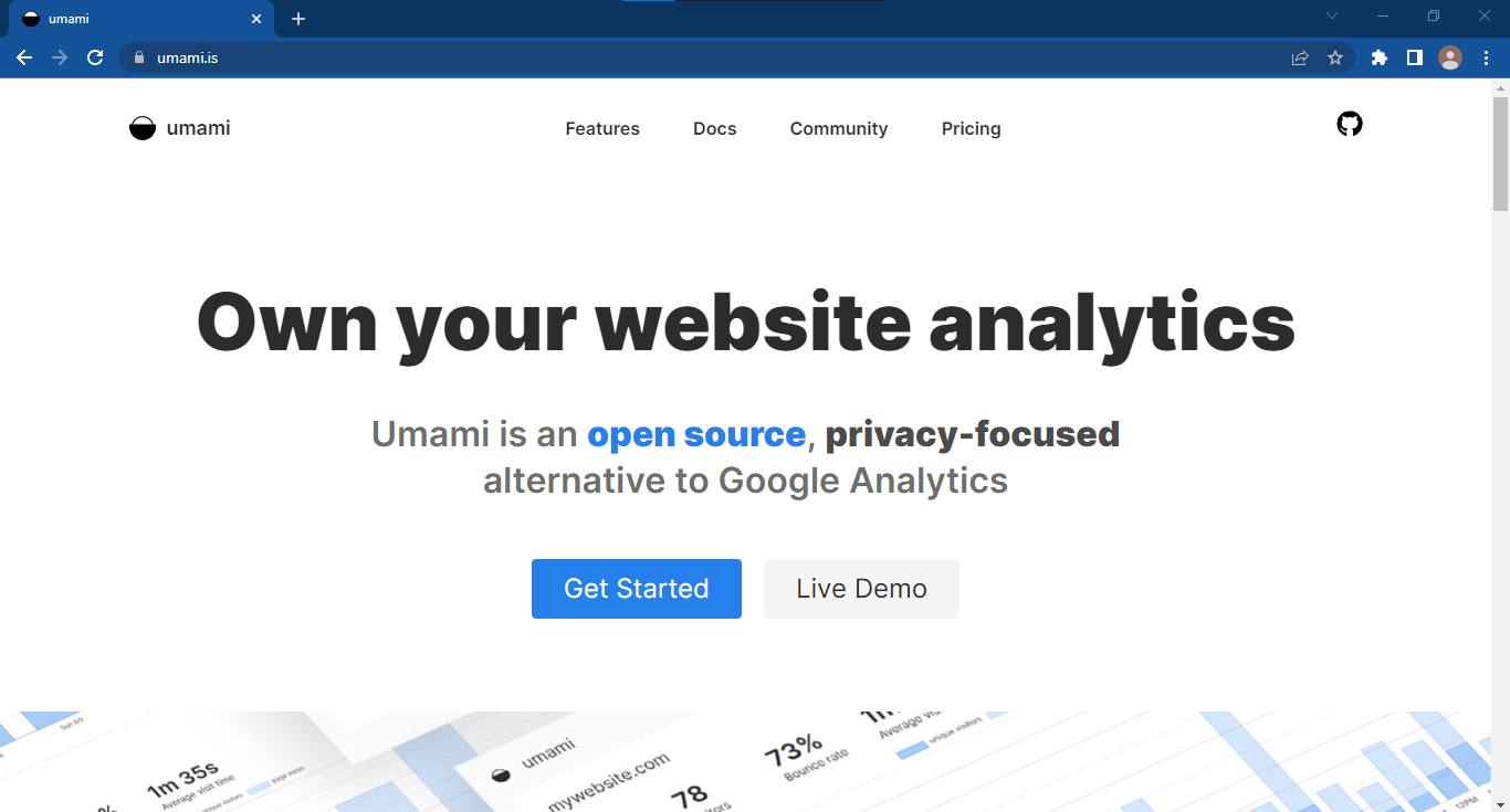 Screenshot of umami.is.