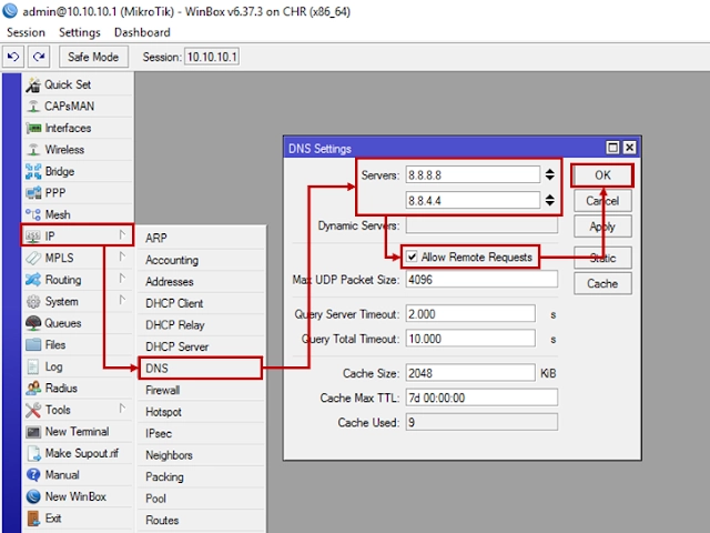  Konfigurasi DNS Server MikroTik