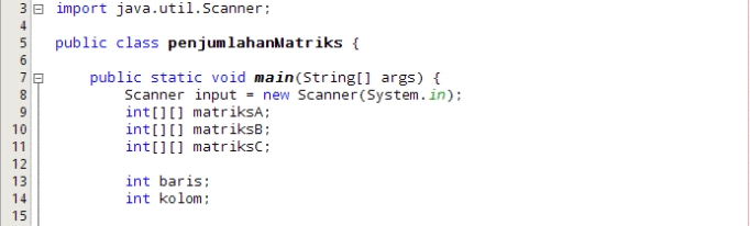  Program Penjumlahan Dua Buah Matriks dengan Java