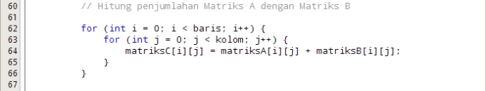  Program Penjumlahan Dua Buah Matriks dengan Java