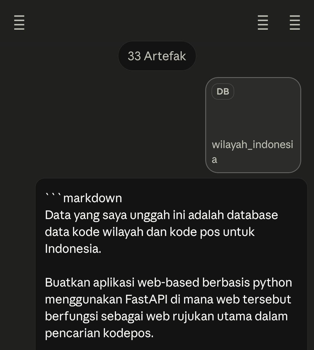  Tangkapan layar prompt pertama di Claude.