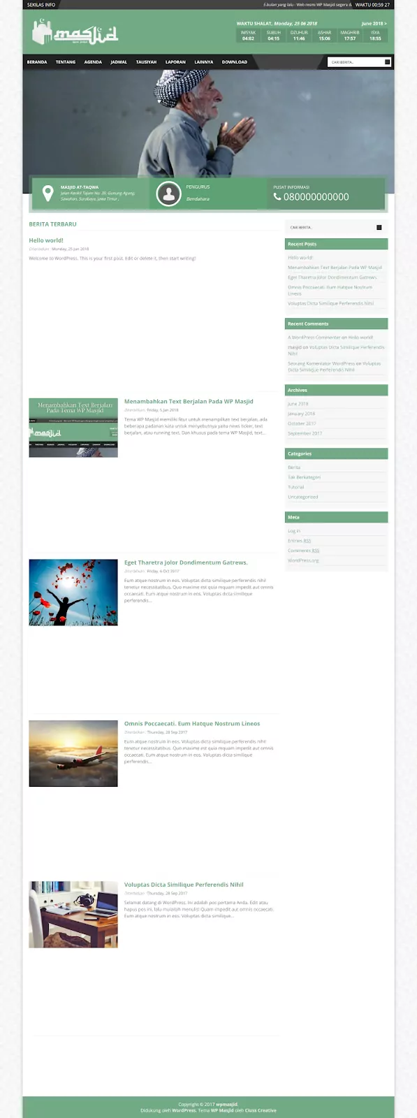 WP Masjid: Tema WordPress Gratis untuk Website Masjid